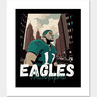 Philadelphia eagles football player graphic design cartoon style beautiful artwork Posters and Art